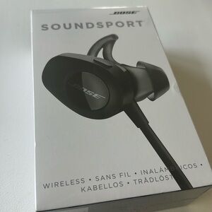 Brand New Bose Soundsport wireless headphones. Multiple size ear tips.